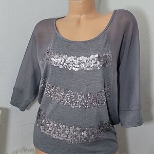1689 EYESHADOW Grey with sequin Tank Top Size M